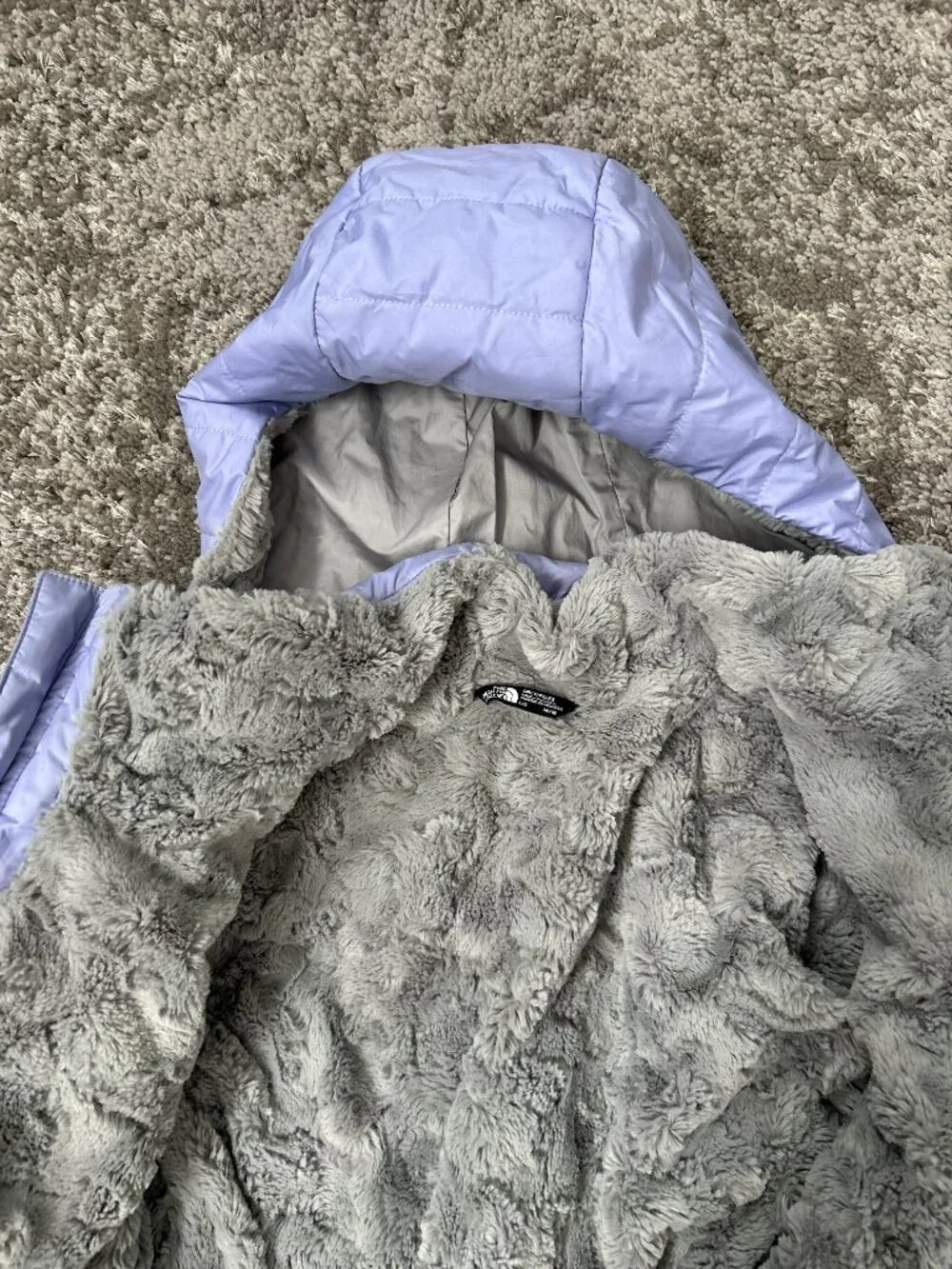 The North Face Girls Gray and Purple Jacket Mossbud Swirl Parka L 14/16